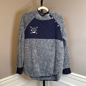 Shop local Kentucky navy and white button collar fleece size extra large